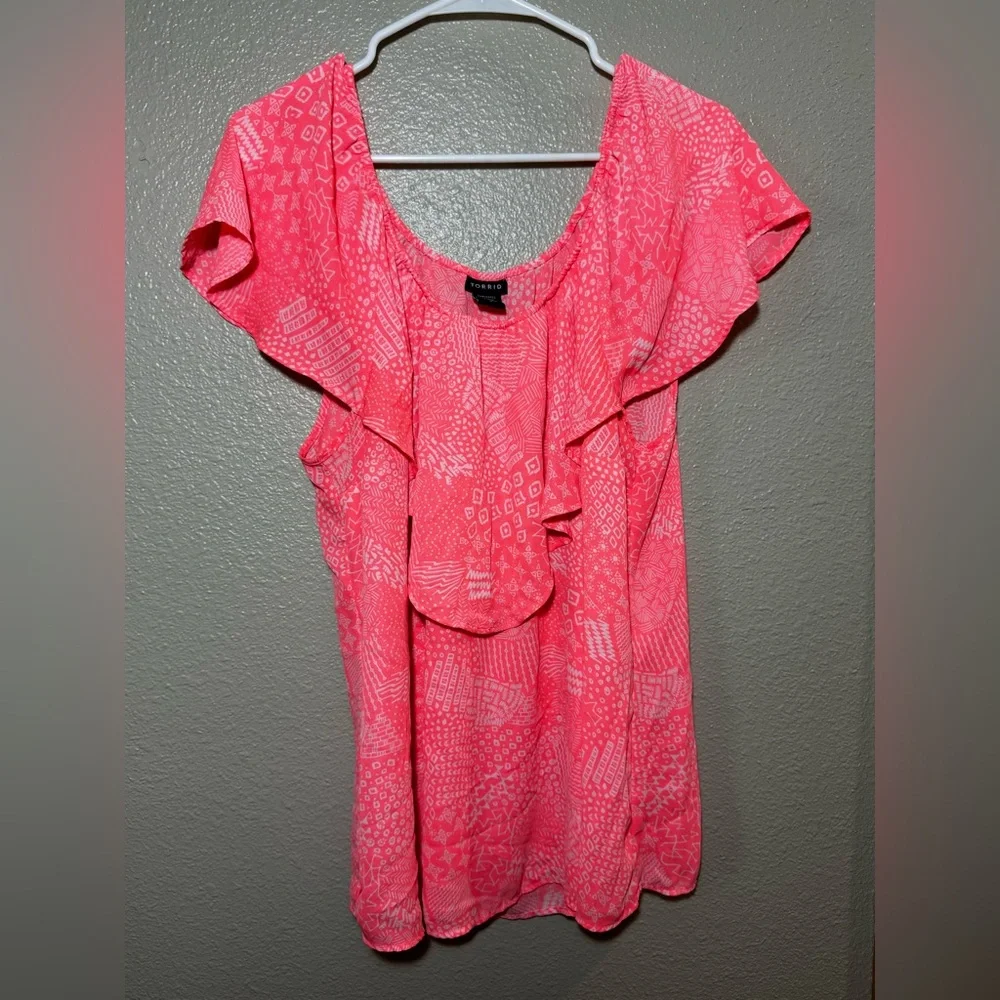 Torrid Neon Ruffle Top - Picture 2 of 5